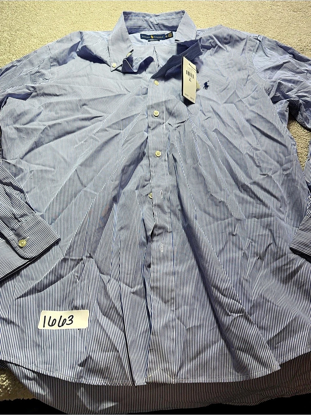 Ralph Lauren Classic Fit Striped Button Down in Blue & White XL NWT long sleeve